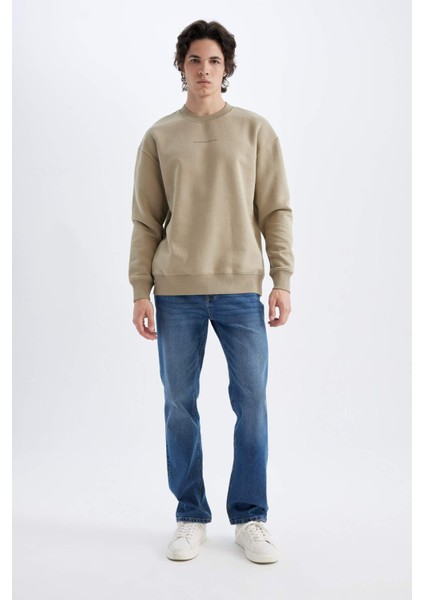 Boxy Fit Bisiklet Yaka Baskılı Sweatshirt X8282AZ24AU fiyatları