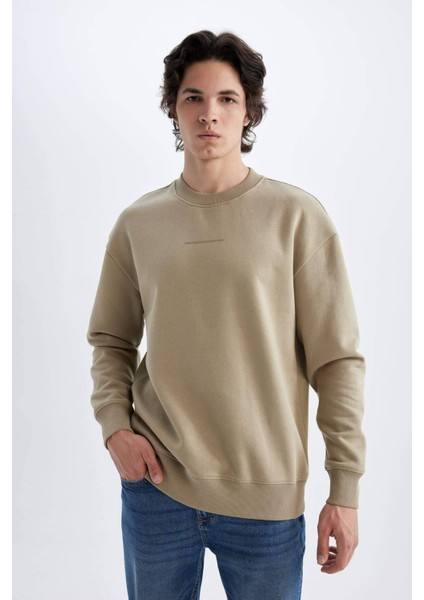 Boxy Fit Bisiklet Yaka Baskılı Sweatshirt X8282AZ24AU modelleri