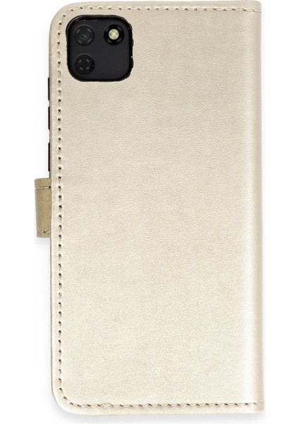 Huawei Y5P Kılıf Trend S Plus Kapaklı Kılıf - Gold 13