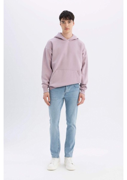 Oversize Geniş Kalıp Kapüşonlu Kanguru Cepli Basic Düz Sweatshirt A4331AX24AU