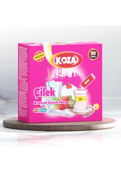 Tek Içimlik Çilek Aromalı Toz Içecek 50'li