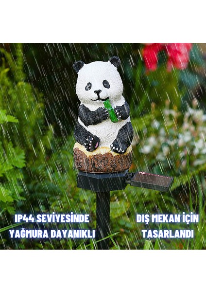 Solar Güneş Enerjili Aplik Panda LED Lamba Bahçe Veranda Merdivenlerinizde Şık Peyzaj Aydınlatması 1 Adet Saplamalı