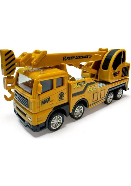 Berattoys 17 cm Oyuncak Kamyon Kırılmaz Oyuncak Vinç Çekici Oyuncak Iş Araçları Sürtmeli Iş Makinası