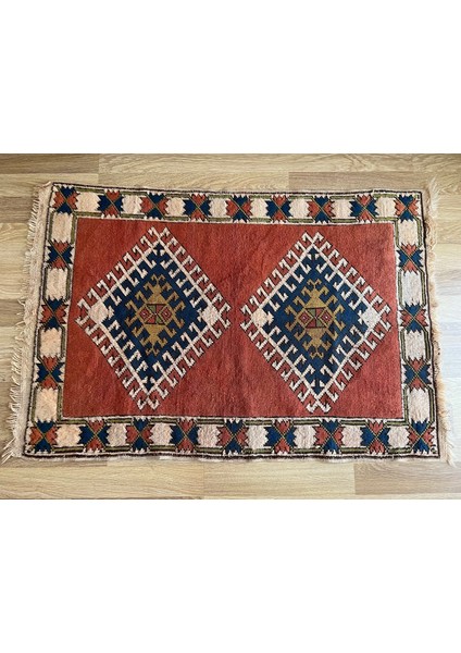 Kiremit Rengi Fas Stili Eklektik Kilim El Dokuma Küçük Boy Kilim