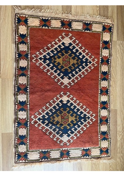 Kiremit Rengi Fas Stili Eklektik Kilim El Dokuma Küçük Boy Kilim