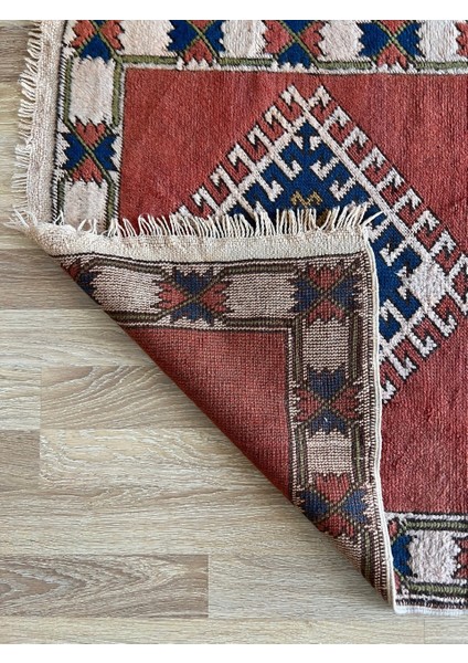 Kiremit Rengi Fas Stili Eklektik Kilim El Dokuma Küçük Boy Kilim