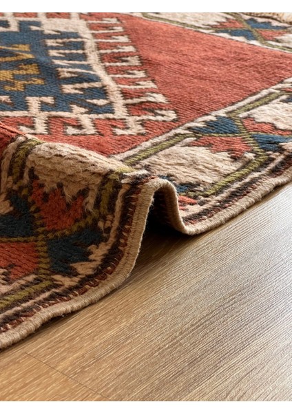 Kiremit Rengi Fas Stili Eklektik Kilim El Dokuma Küçük Boy Kilim