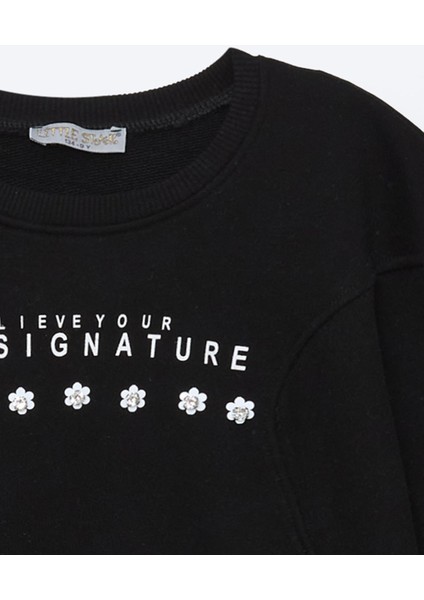 Kız Çocuk Papatya Taşlı Sweatshirt
