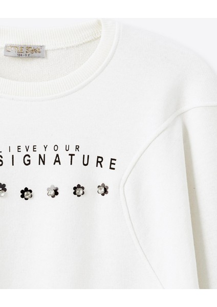 Kız Çocuk Papatya Taşlı Sweatshirt