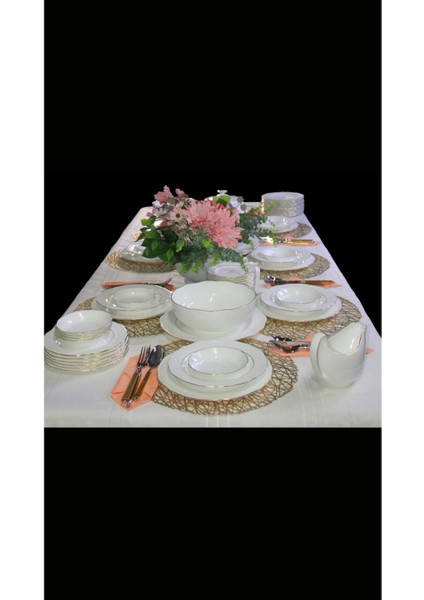 Bone China 90 Parça Porselen Yemek Takımı Pretty Gold - Retro Dizayn, Zarif Sofralar