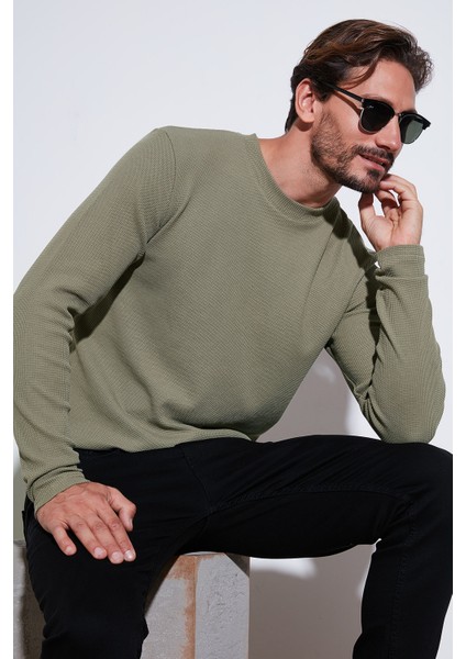 Pamuklu Bisiklet Yaka Slim Fit Basic Sweat Erkek Sweat 5905073