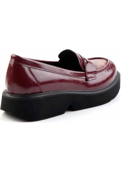 Bordo Kırışık Rugan Kadın Loafer Ayakkabı K01257068008 fırsatları