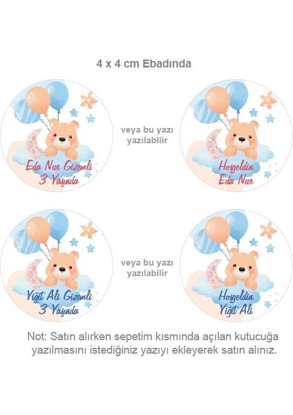 Isme Özel Hoşgeldin Bebek Etiketi Sticker 70 Adet