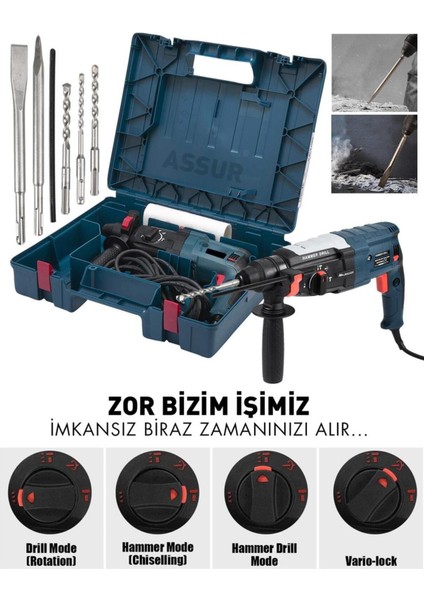 850W Metal Şanzıman Darbeli Matkap Kırıcı Delici Hilti 2-28mm