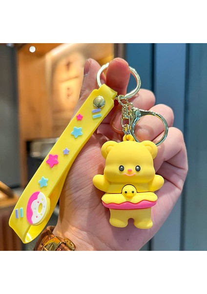 Yüzme Simidi Ayı Çanta Anahtarlığı Dekorasyonu Küçük Hediye (Yurt Dışından)