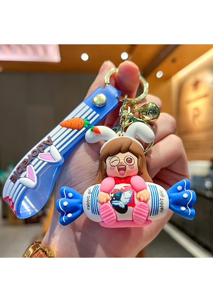 Pembe Şeker Tavşan Anahtarlık Çanta Dekorasyonu Küçük Hediye (Yurt Dışından)