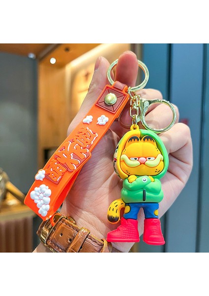 Yeşil Garfield Anahtarlık Çanta Dekorasyonu Küçük Hediye (Yurt Dışından)