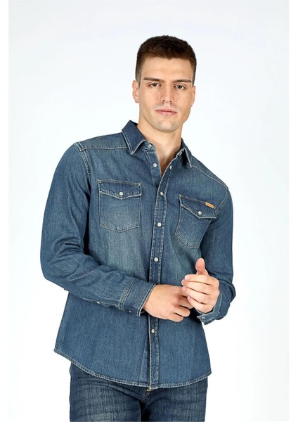 Lee Cooper 251 Lcm 141002 2199 Denım Wolker 1 Erkek Jean Gomlek