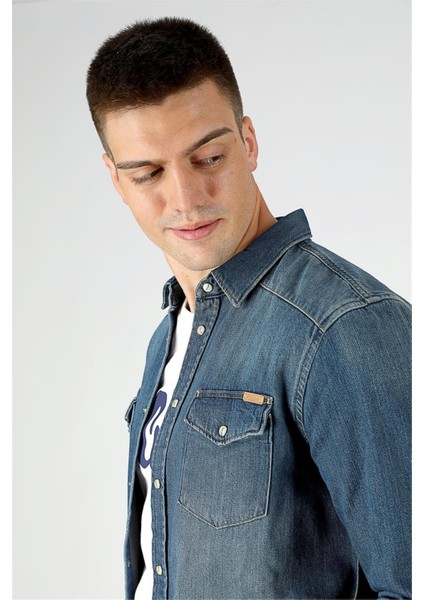251 Lcm 141002 2199 Denım Wolker 1 Erkek Jean Gomlek indirimleri