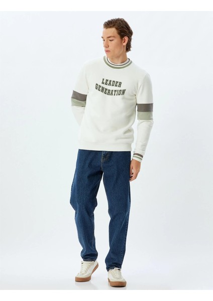 5WAM70005MK 000 Beyaz Erkek Pamuk Jersey Sweatshırt