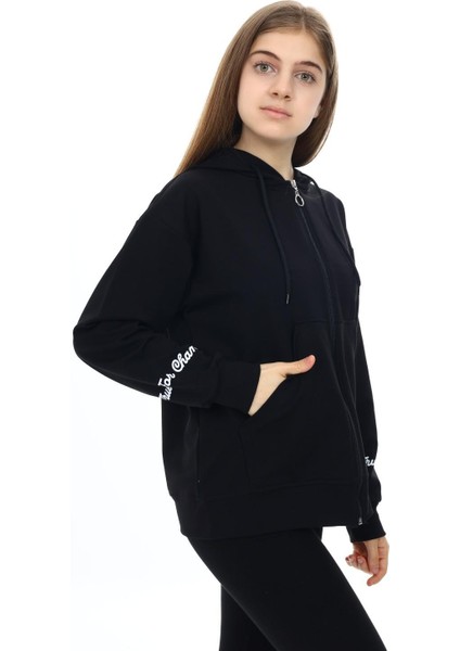 Kız Çocuk Fermuarlı Kapüşonlu Sweatshirt 2 Iplik  9-14 Yaş WAP7123