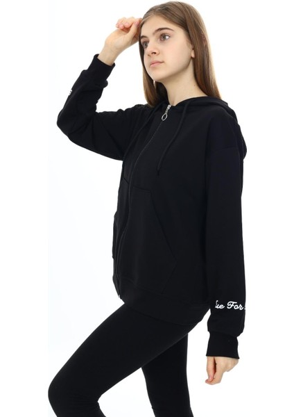 Kız Çocuk Fermuarlı Kapüşonlu Sweatshirt 2 Iplik  9-14 Yaş WAP7123