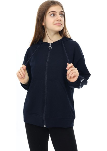 Kız Çocuk Fermuarlı Kapüşonlu Sweatshirt 2 Iplik  9-14 Yaş WAP7123