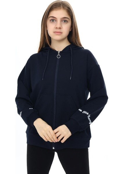 Kız Çocuk Fermuarlı Kapüşonlu Sweatshirt 2 Iplik  9-14 Yaş WAP7123