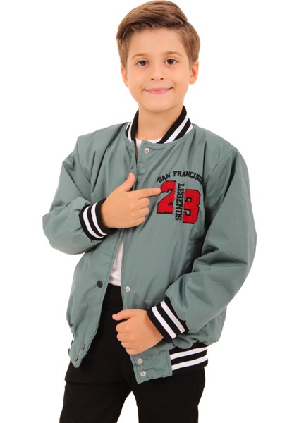28 Nakışlı Erkek Çocuk Bomber Ceket Çağla modelleri
