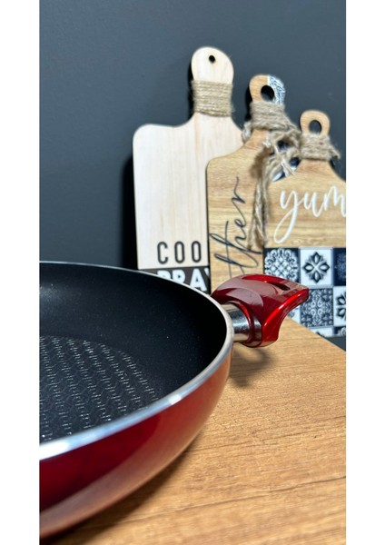 22 cm Çift Kulp Kırmızı Seramik Tava modelleri