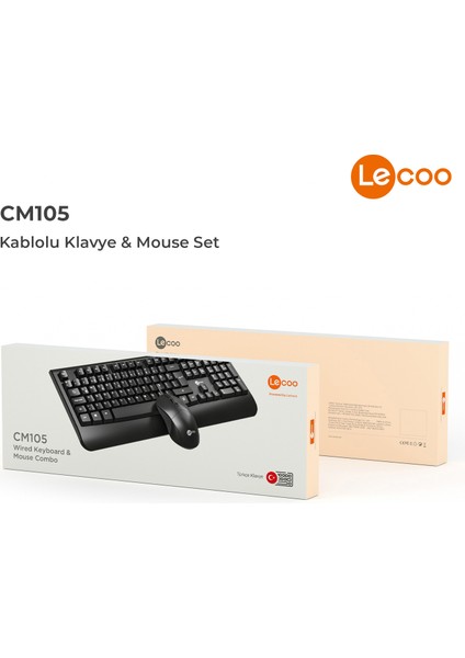 CM105 USB Kablolu Türkçe Q Klavye & Mouse Set Siyah