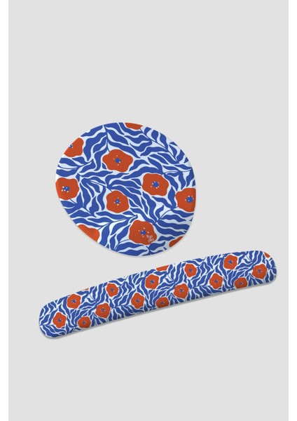 Kırmızı Çiçeklerim Bilek Destekli Mousepad ve Klavyepad