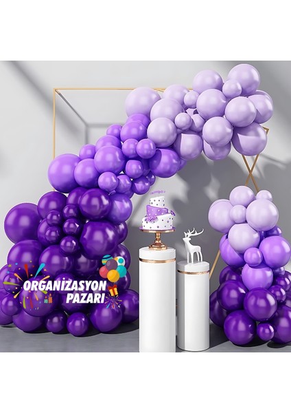 Balon Seti Makaron Lila-Mor-Lila 60 Lı Balon Zinciri Seti