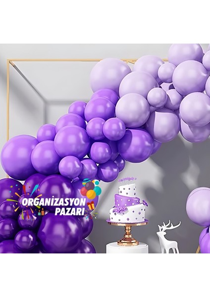 Balon Seti Makaron Lila-Mor-Lila 60 Lı Balon Zinciri Seti fırsatları