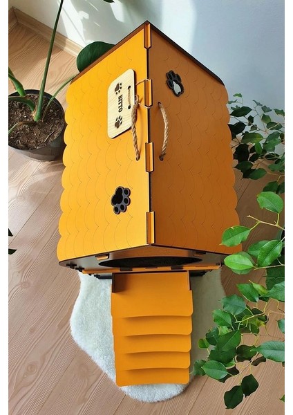 Dekoratif Kedi Evi Teraslı Dublex Turuncu Siyah modelleri