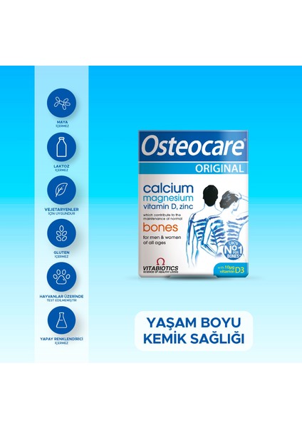 Osteocare Kalsiyum,Magnezyum, Çinko, D vitamini İçeren Kemik Sağlığı Vitamini 90 Tablet