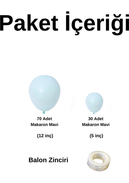 Balon Seti Makaron Mavi 100 Lü Balon Zinciri Seti