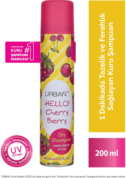 Hello Cherry Berry Hacimlendirici Kuru Şampuan- Vegan- Uv Korumalı- 200 ml