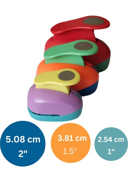 Yuvarlak Kağıt Delgeç - Kart, Dıy ve El Işi Projeleri Için Delgeç, Karışık Renk-5.08 Cm-2inch,1 Adet