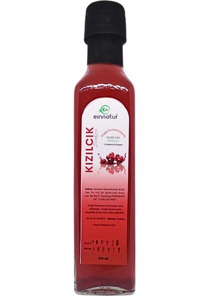 Einnatur Doğal Fermente Kızılcık Sirkesi 250 ml