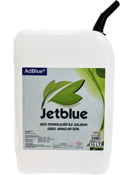 Adblue Dizel Araçlar Için Emisyon Düşürücü Yakıt Katkısı 10 Litre Üretim Yılı 2024