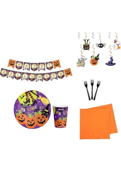 Tekno Trust Halloween Cadılar Bayramı Kutlama Masa Seti + Banner + Tavan Süs