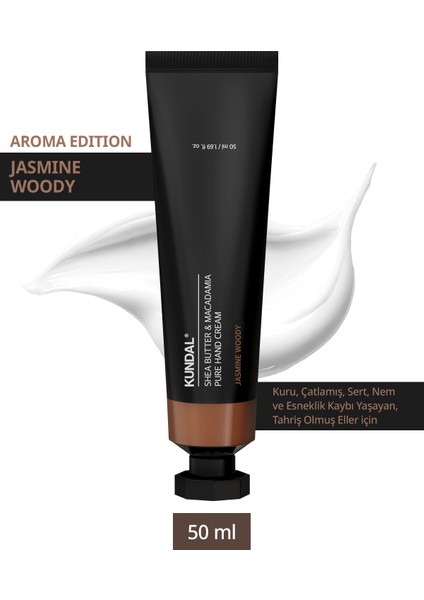 Besleyici El Kremi KUNDAL Shea Butter & Macadamia Pure Hand Cream Aroma Edition 50ml (Jasmine Woody)