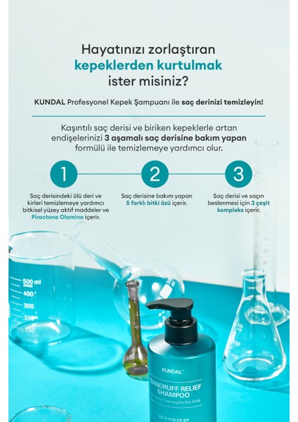 Kepek Karşıtı Kaşıntı Giderici Bakım Şampuanı KUNDAL Dandruff Relief Shampoo (Apple Green Tea) fiyatları