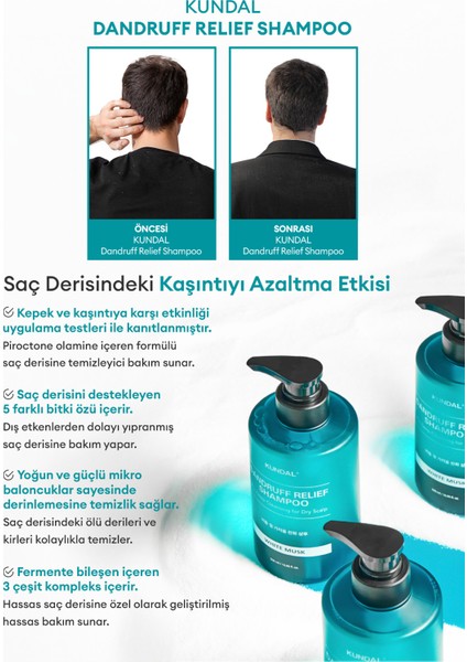 Kepek Karşıtı Kaşıntı Giderici Bakım Şampuanı KUNDAL Dandruff Relief Shampoo (Apple Green Tea) fırsatları
