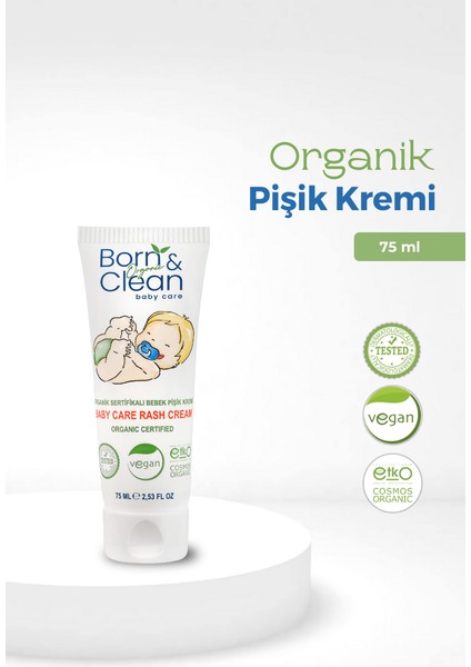 Born & Clean Organik Bebek Pişik Kremi - 75ML