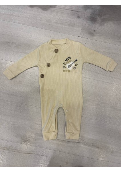 Ünisex Mevsimlik Uzun Kollu Bebe Yakalı %100 Pamuk Çıtçıtlı Kız Bebek Tulum 3-9Ay