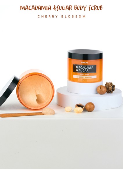 Arındırıcı Pürüzsüzleştirici Vücut Peelingi KUNDAL Macadamia & Sugar Body Scrub 550g(Cherry Blossom)