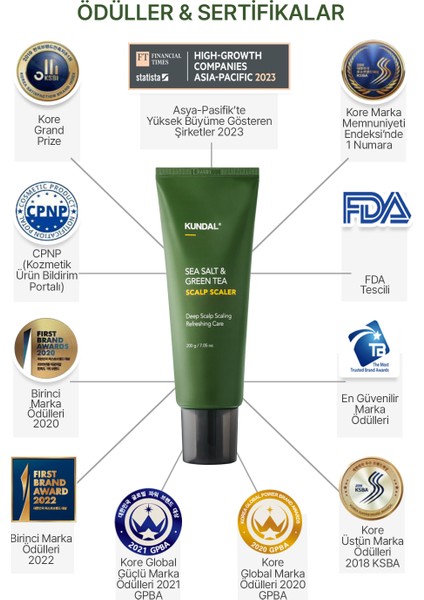 Arındırıcı ve Ferahlatıcı Saç Derisi Peelingi KUNDAL Sea Salt & Green Tea Scalp Scaler modelleri