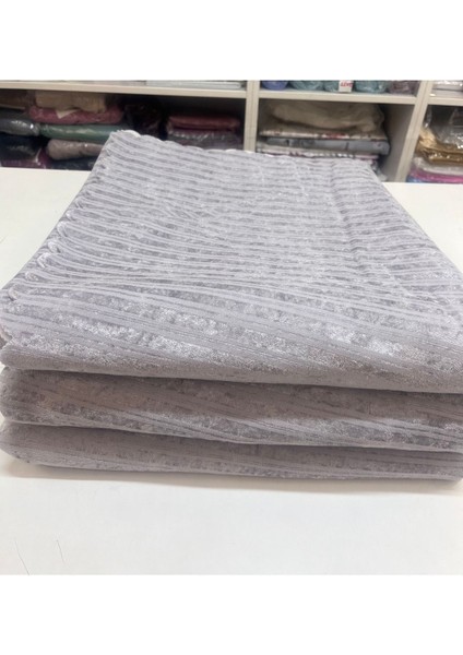 Açık gri çizgili kadife kaymaz koltuk örtüsü 170x210